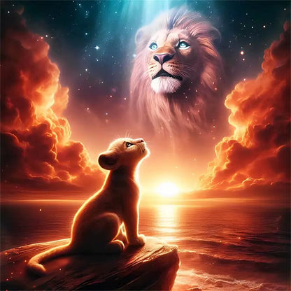 Full Square round Diamond Painting Lion Animal New Arrival Diamond Mosaic Sunset DIY Acrylic Craft Supplies Home Decor