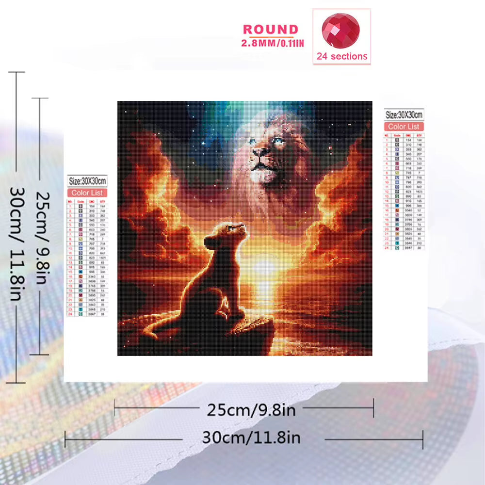 Full Square round Diamond Painting Lion Animal New Arrival Diamond Mosaic Sunset DIY Acrylic Craft Supplies Home Decor