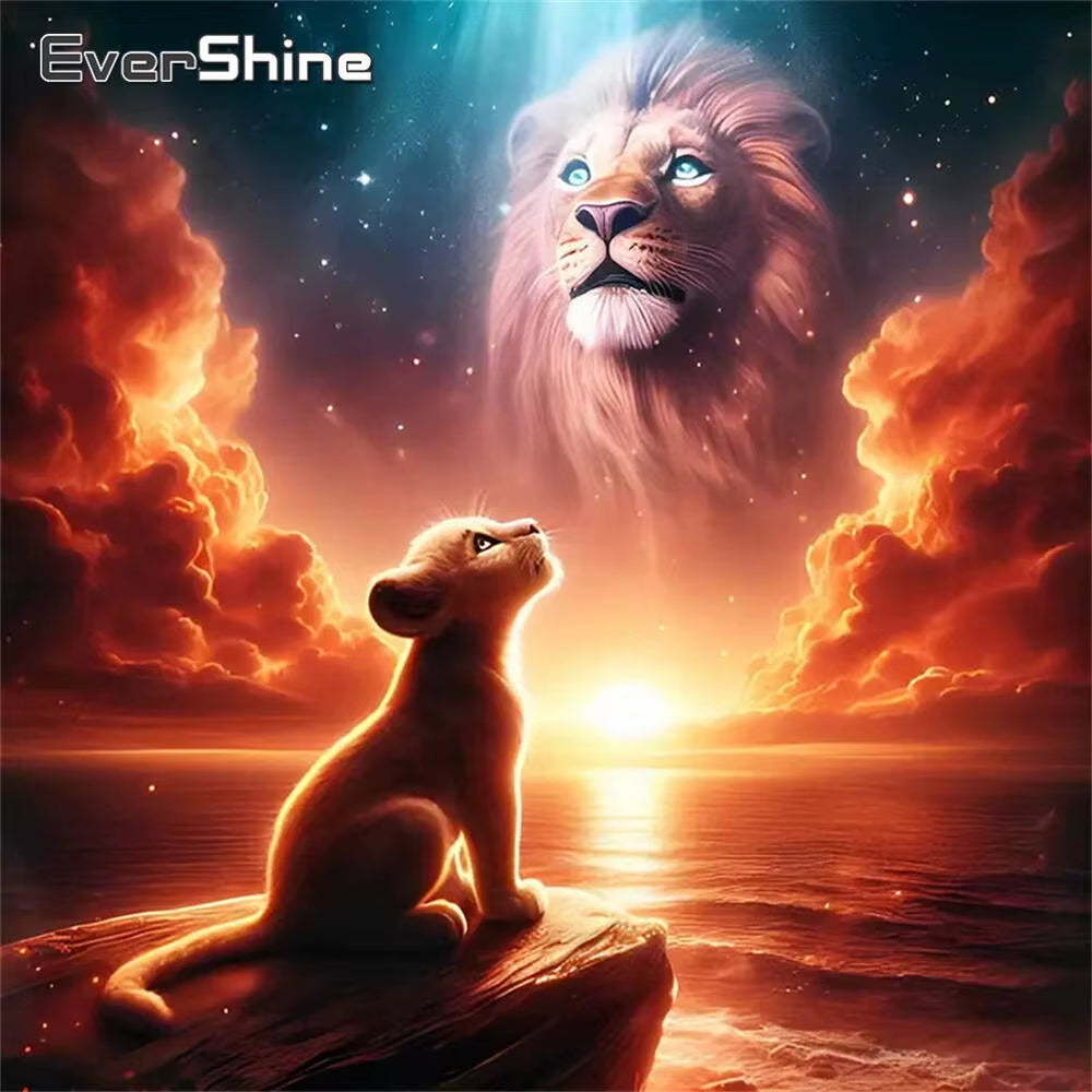 Full Square round Diamond Painting Lion Animal New Arrival Diamond Mosaic Sunset DIY Acrylic Craft Supplies Home Decor